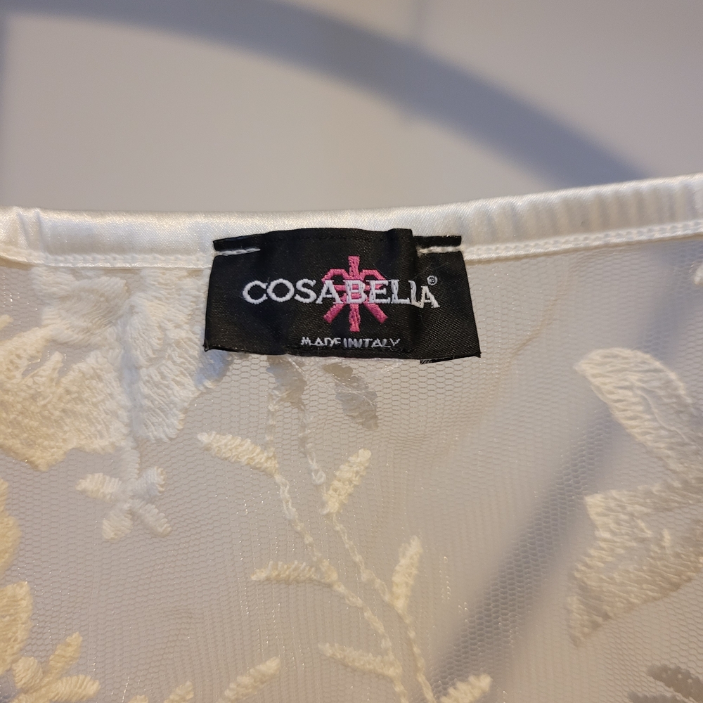 Cosabella Italy Sheer Embroidered Camisole Ivory XS/S Chic Layering Top - Picture 4 of 4